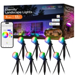 Enbrighten WiFi VIBE Color-Changing Eternity Landscape Lights, 8 Lights, 33ft. Black Cord