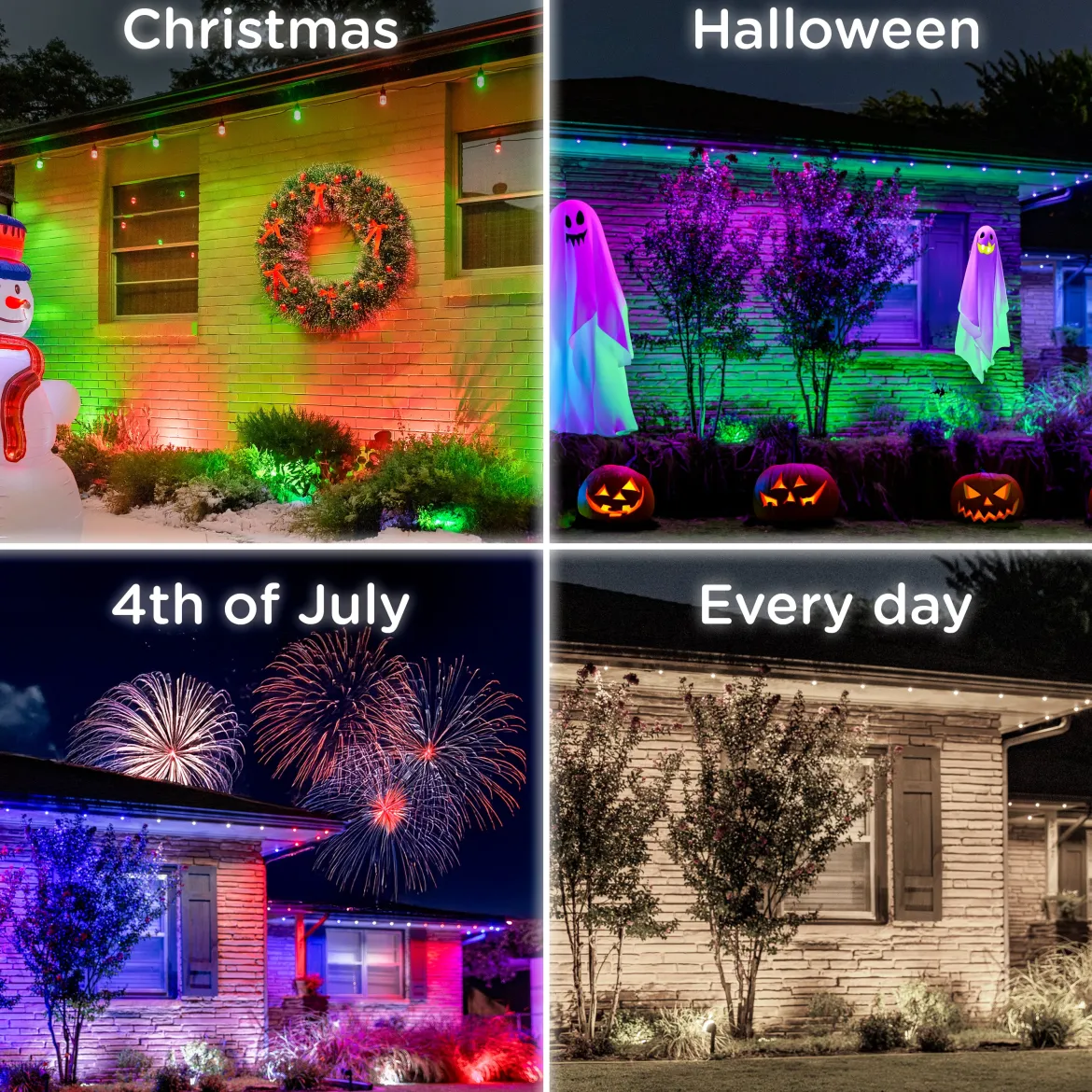 Enbrighten WiFi VIBE Color-Changing Eternity Landscape Lights, 8 Lights, 33ft. Black Cord