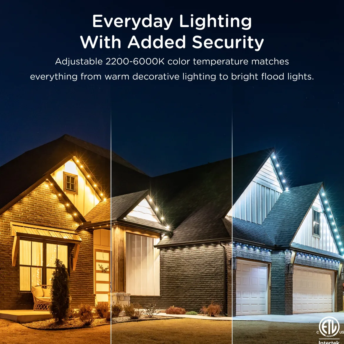 Enbrighten WiFi VIBE Color-Changing Permanent Outdoor Eternity Eave Lights, 36 Lights, 50ft. Black Cord