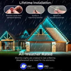 Enbrighten WiFi VIBE Color-Changing Permanent Outdoor Eternity Eave Lights, 72 Lights, 100ft. White Cord
