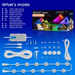 Enbrighten WiFi VIBE Color-Changing Permanent Outdoor Eternity Eave Lights, 72 Lights, 100ft. White Cord