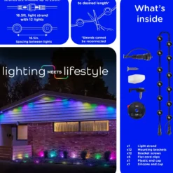 Enbrighten WiFi VIBE Eternity Eave Lights Extension Light Strand, 16.5ft. Black