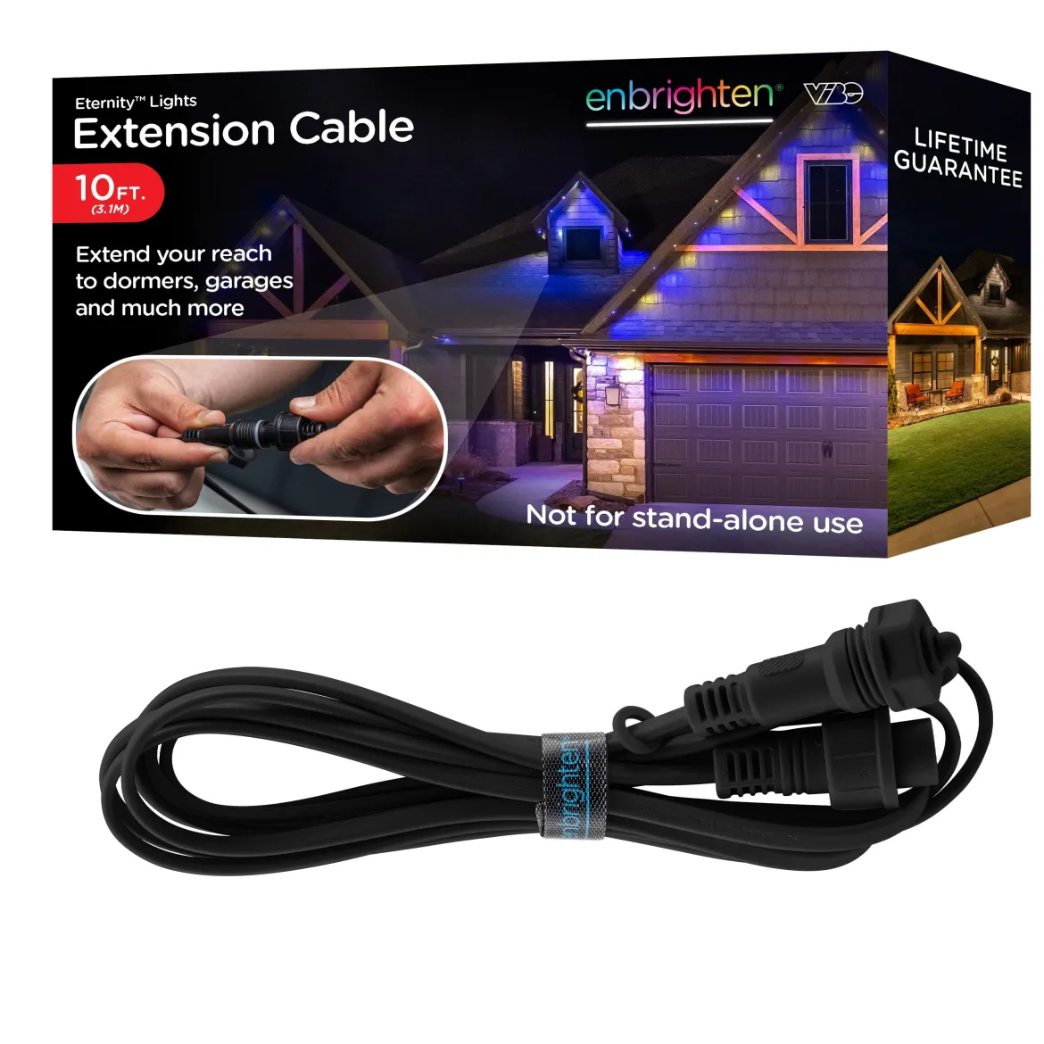 Enbrighten WiFi VIBE Eternity Eave Lights Extension Cable, 10ft. Black