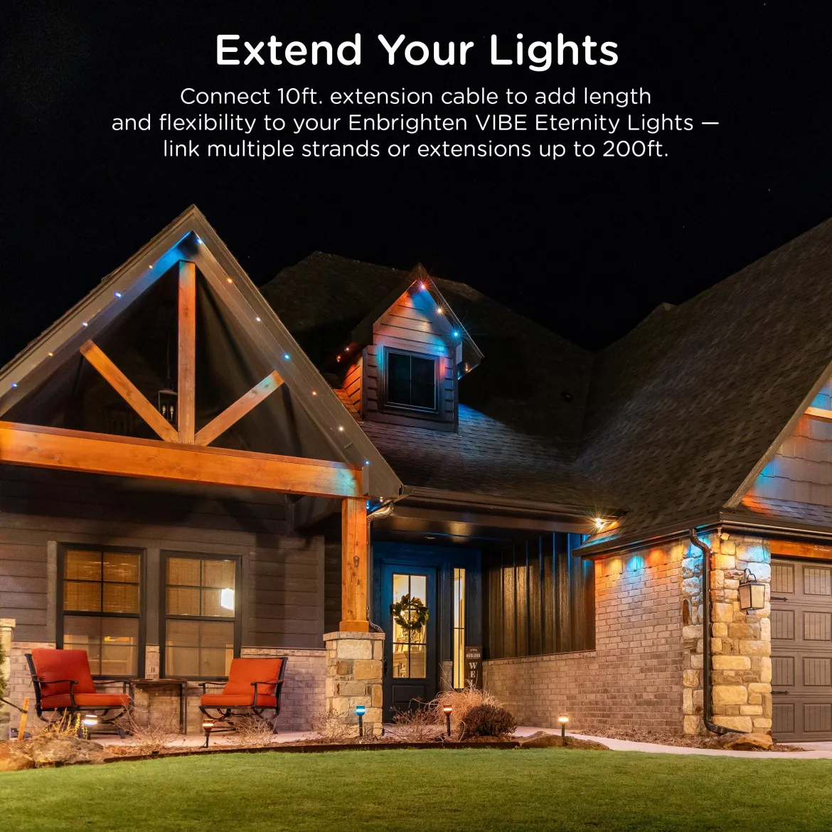 Enbrighten WiFi VIBE Eternity Eave Lights Extension Cable, 10ft. Black