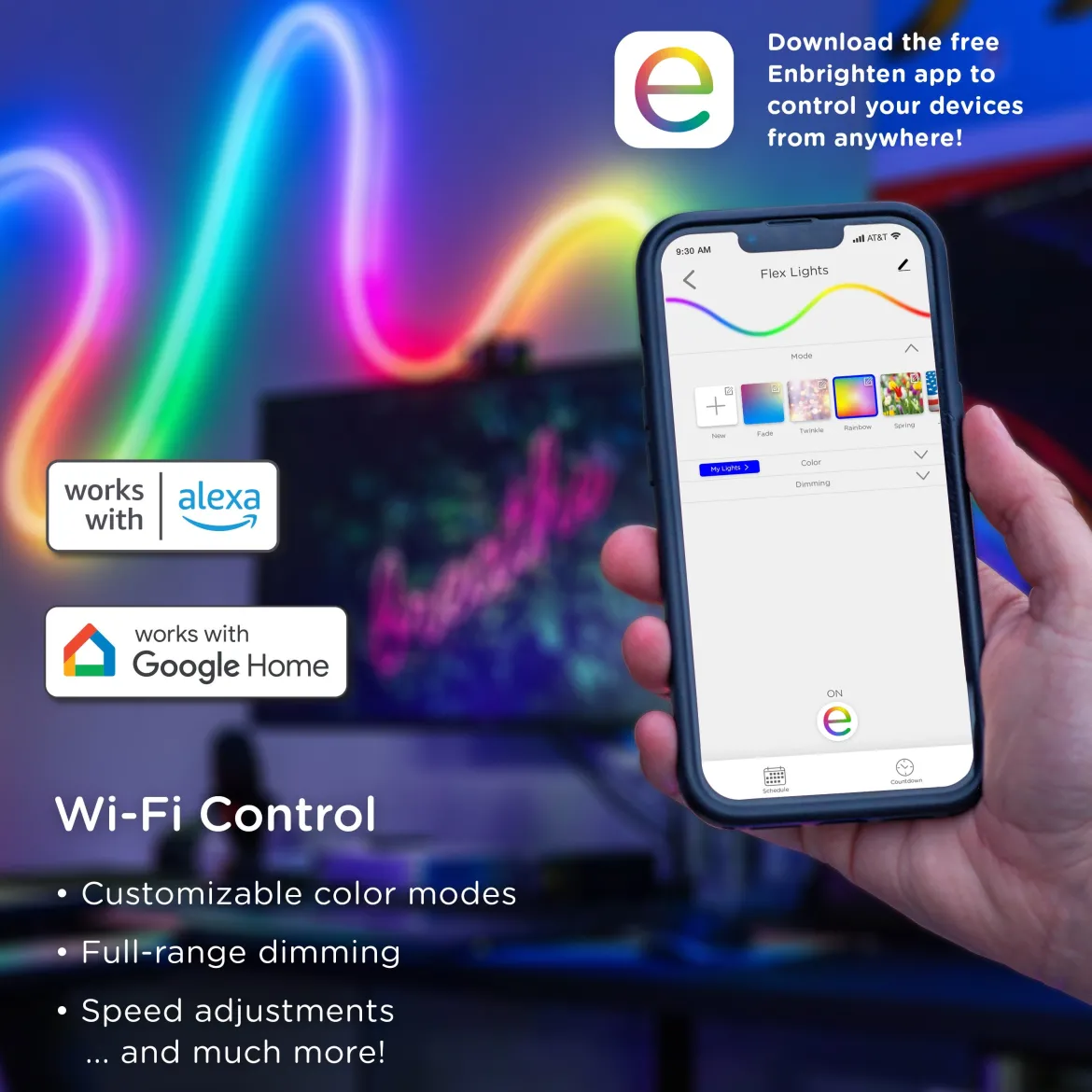 Enbrighten WiFi VIBE Indoor/Outdoor Color-Changing LED Flex Light, 8ft.