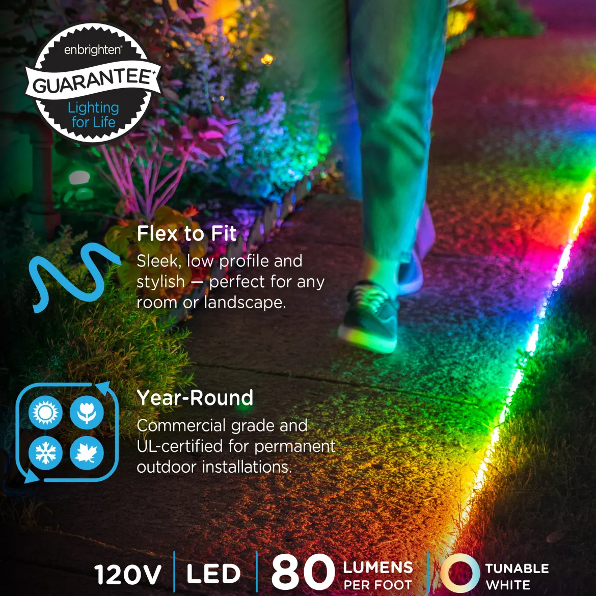 Enbrighten WiFi VIBE Indoor/Outdoor Color-Changing LED Flex Light, 8ft.