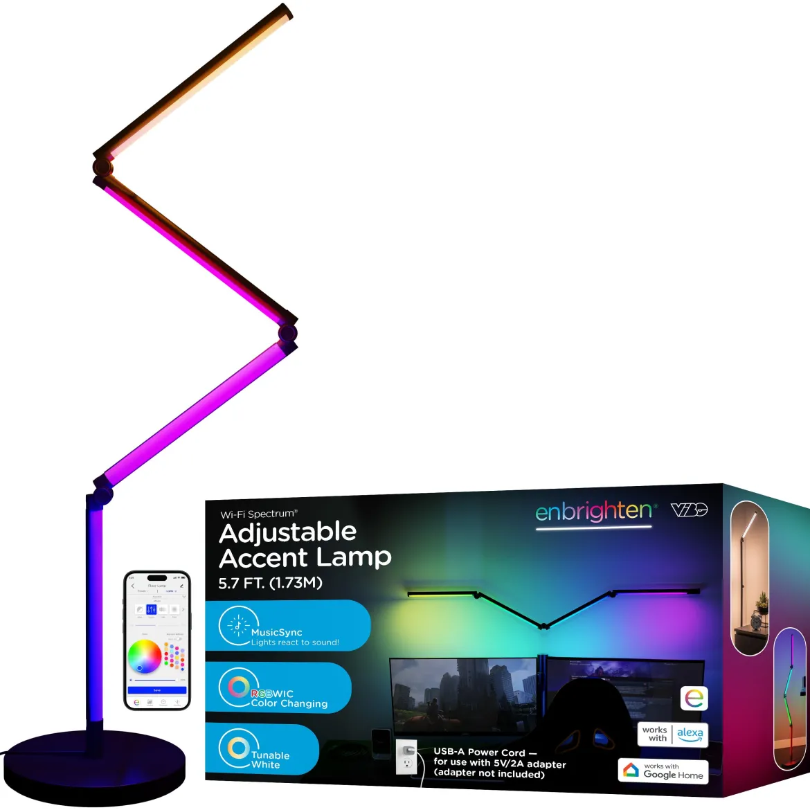 Enbrighten WiFi VIBE Spectrum Color-Changing Adjustable Accent Lamp