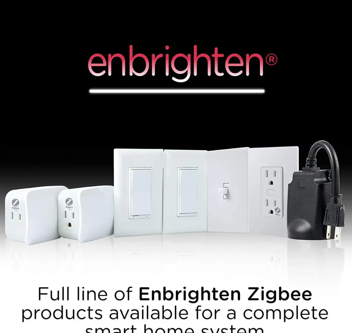 Enbrighten Zigbee In-Wall Smart Dimmer with QuickFit™ and SimpleWire™, White/Almond