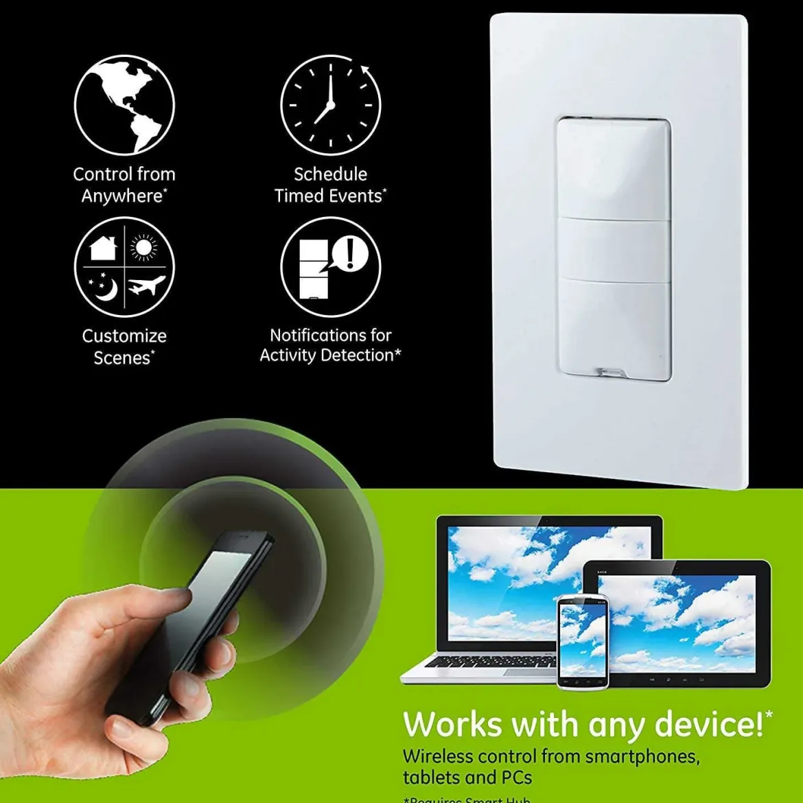 Enbrighten Z-Wave In-Wall Smart Motion Switch, White/Almond