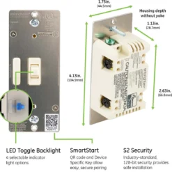 Enbrighten Z-Wave In-Wall Smart Toggle Switch with QuickFit™ and SimpleWire™, Light Almond