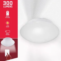 Energizer Battery Operated LED Ceiling Fixture with Wall Switch, White