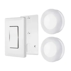 Energizer Battery Operated LED Puck Light with Wall Switch Remote, 2 Pack, White