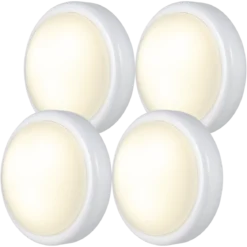 Energizer Battery Operated LED Tap Puck Light, White, 4 Pack