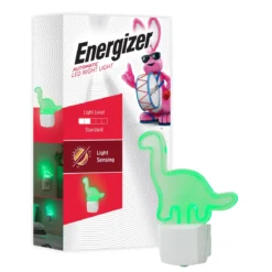 Energizer Dinosaur Plug-In Light Sensing LED Night Light, Neon Green
