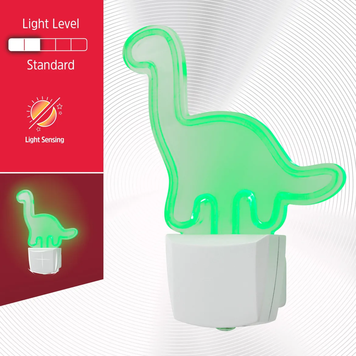 Energizer Dinosaur Plug-In Light Sensing LED Night Light, Neon Green