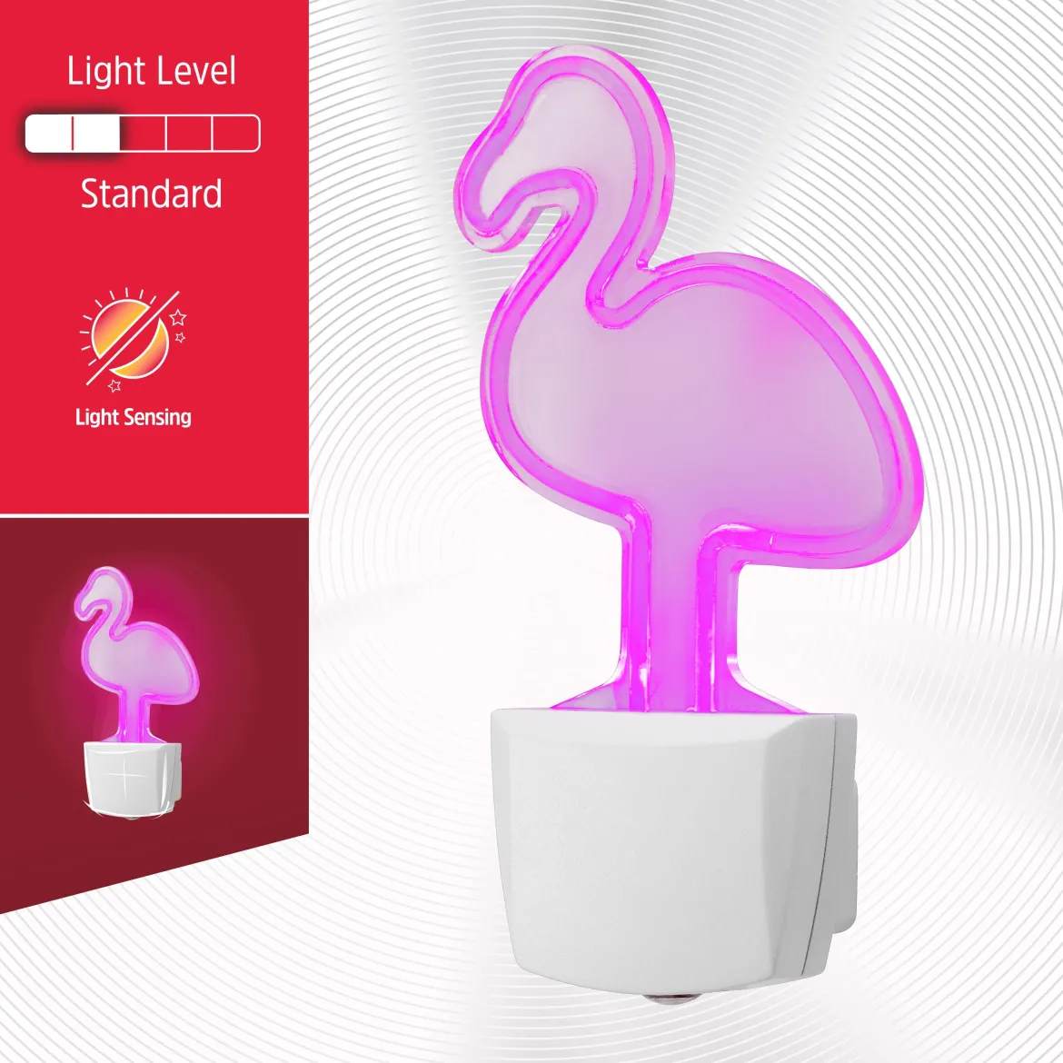 Energizer Flamingo Plug-In Light Sensing LED Night Light, Neon Pink