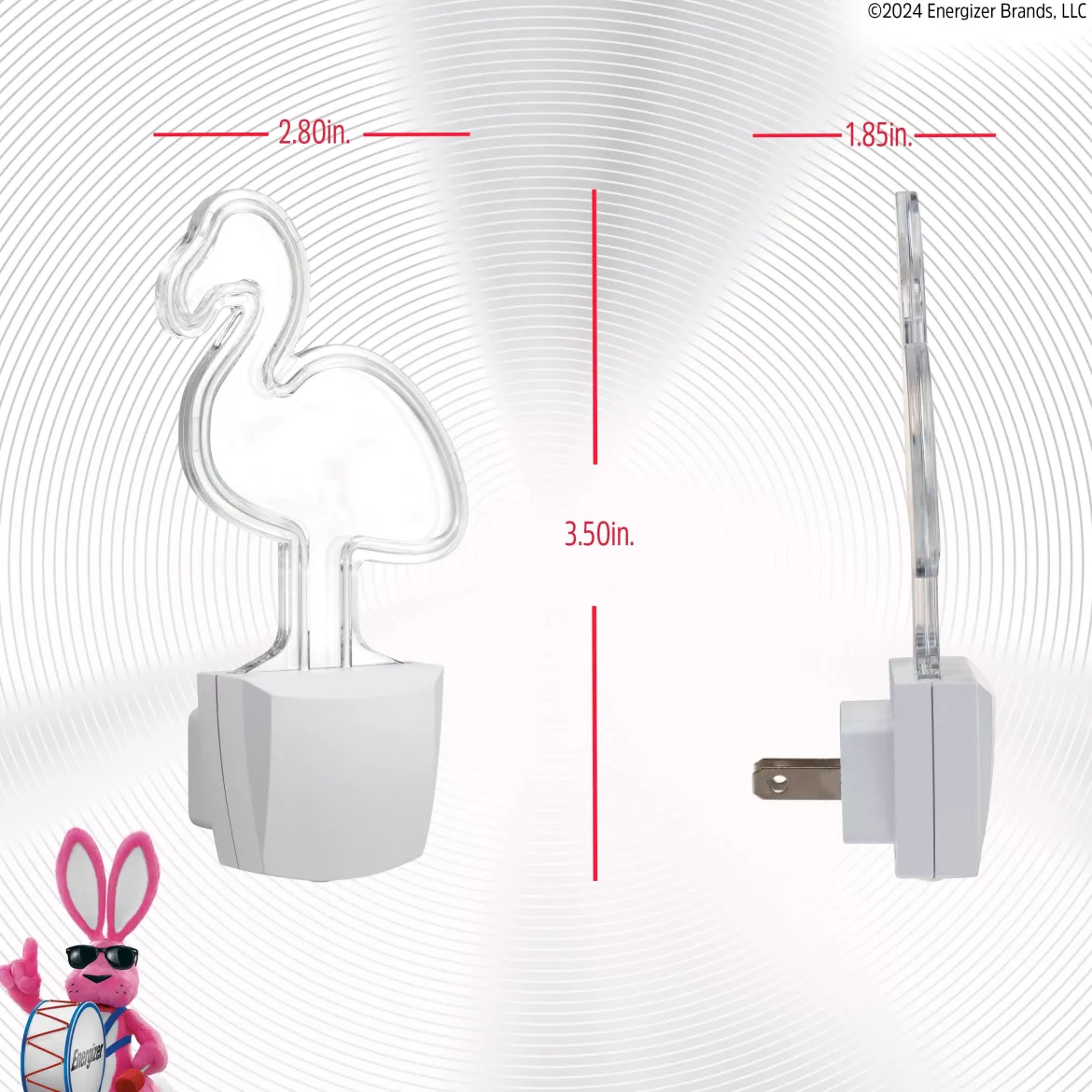 Energizer Flamingo Plug-In Light Sensing LED Night Light, Neon Pink