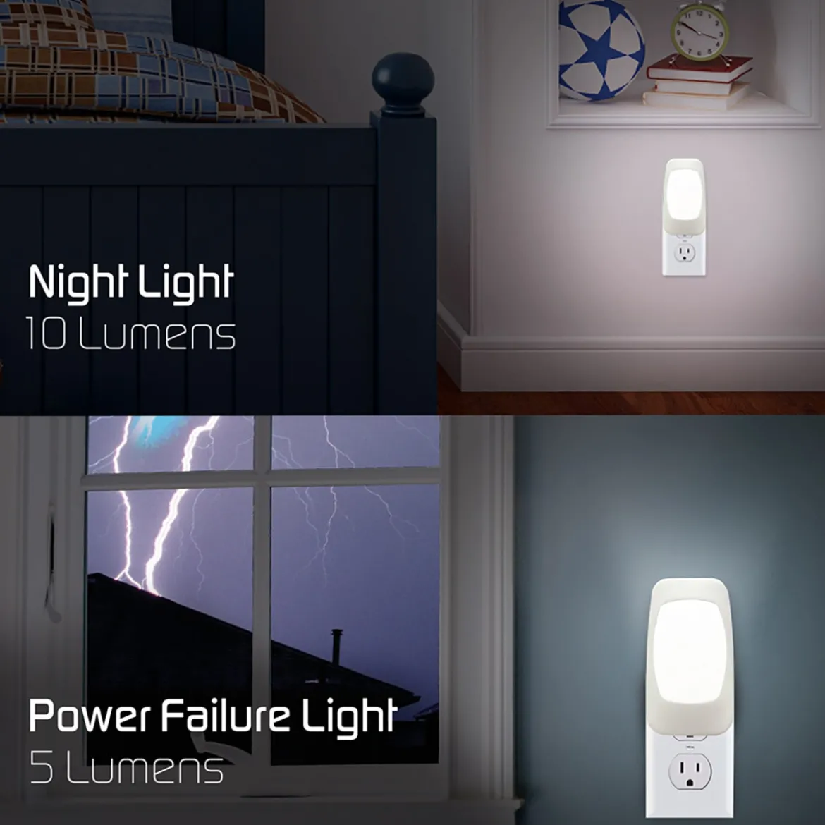 Energizer 4-in-1 Rechargeable Power Failure Light Sensing LED Night Light, White, 6 Pack