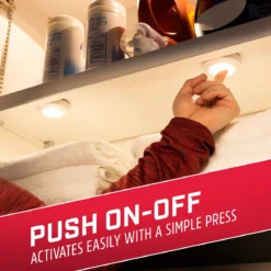 Energizer Push On/Off Puck Lights, 2 Pack, White