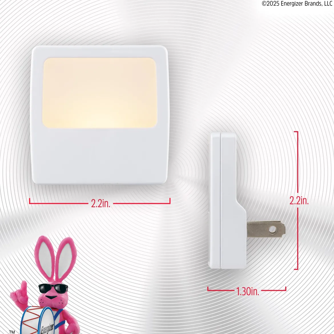 Energizer White Always-On LED Night Light, 2 Pack