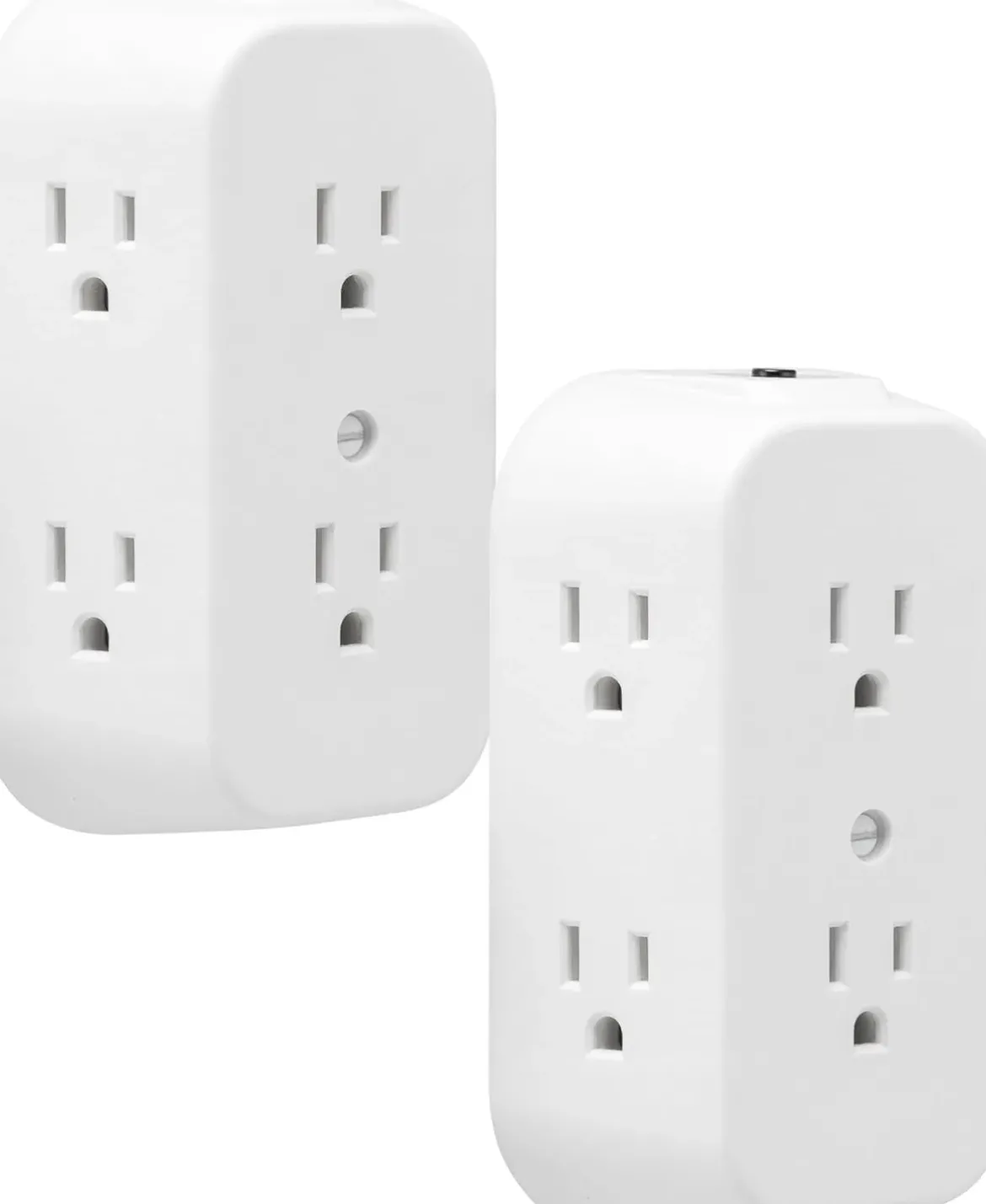 GE 6-AC Wall Tap w/ Resettable Circuit Breaker, White, 2pk