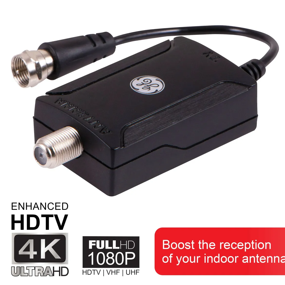 GE Antenna Amplifier with AC Power Adapter, Black