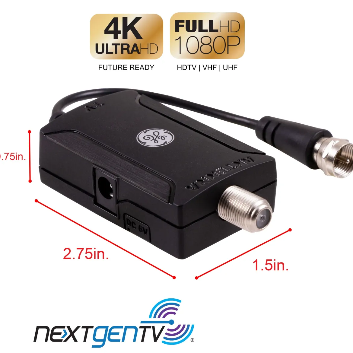GE Antenna Amplifier with AC Power Adapter, Black