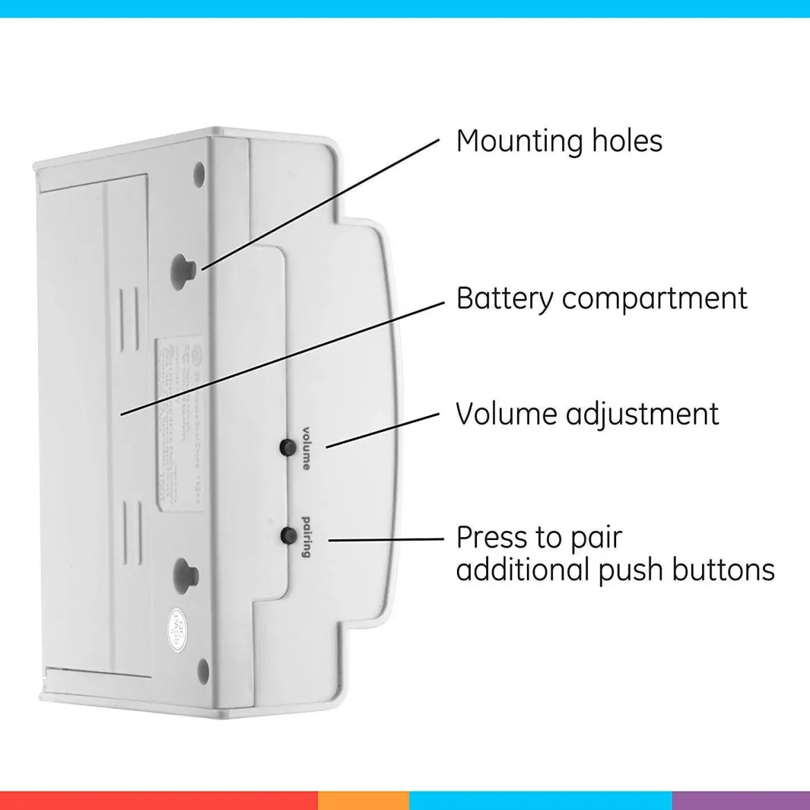 GE Battery Operated 8-Chime 2-Push Button Wireless Door Chime Kit, White