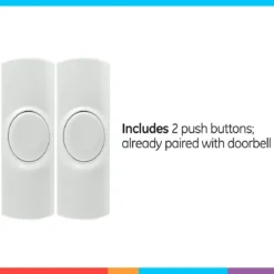 GE Battery Operated 8-Chime 2-Push Button Wireless Door Chime Kit, White
