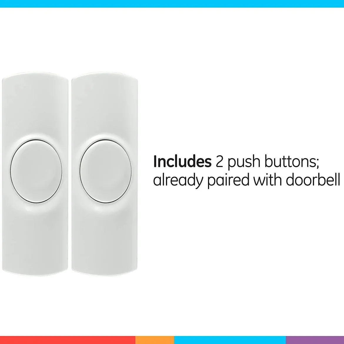 GE Battery Operated 8-Chime 2-Push Button Wireless Door Chime Kit, White