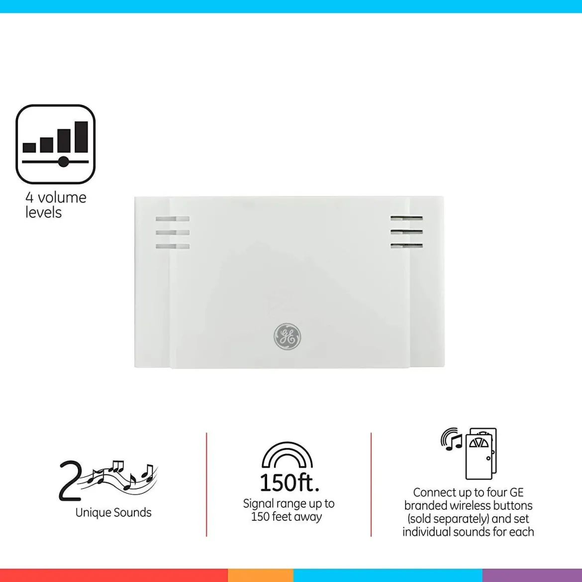 GE Battery Operated 2-Chime Wireless Door Chime Kit, White