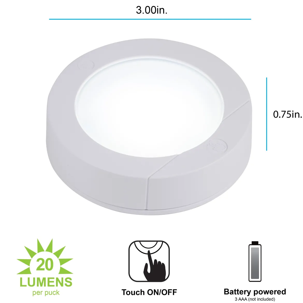 GE Battery Operated LED Puck Light, 6 Pack, White