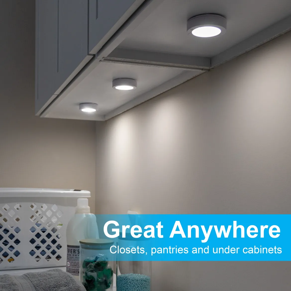 GE Battery Operated LED Puck Light, 6 Pack, White