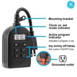 GE-branded myTouchSmart SimpleSet 1-Outlet Outdoor/Indoor Digital Plug-in Timer