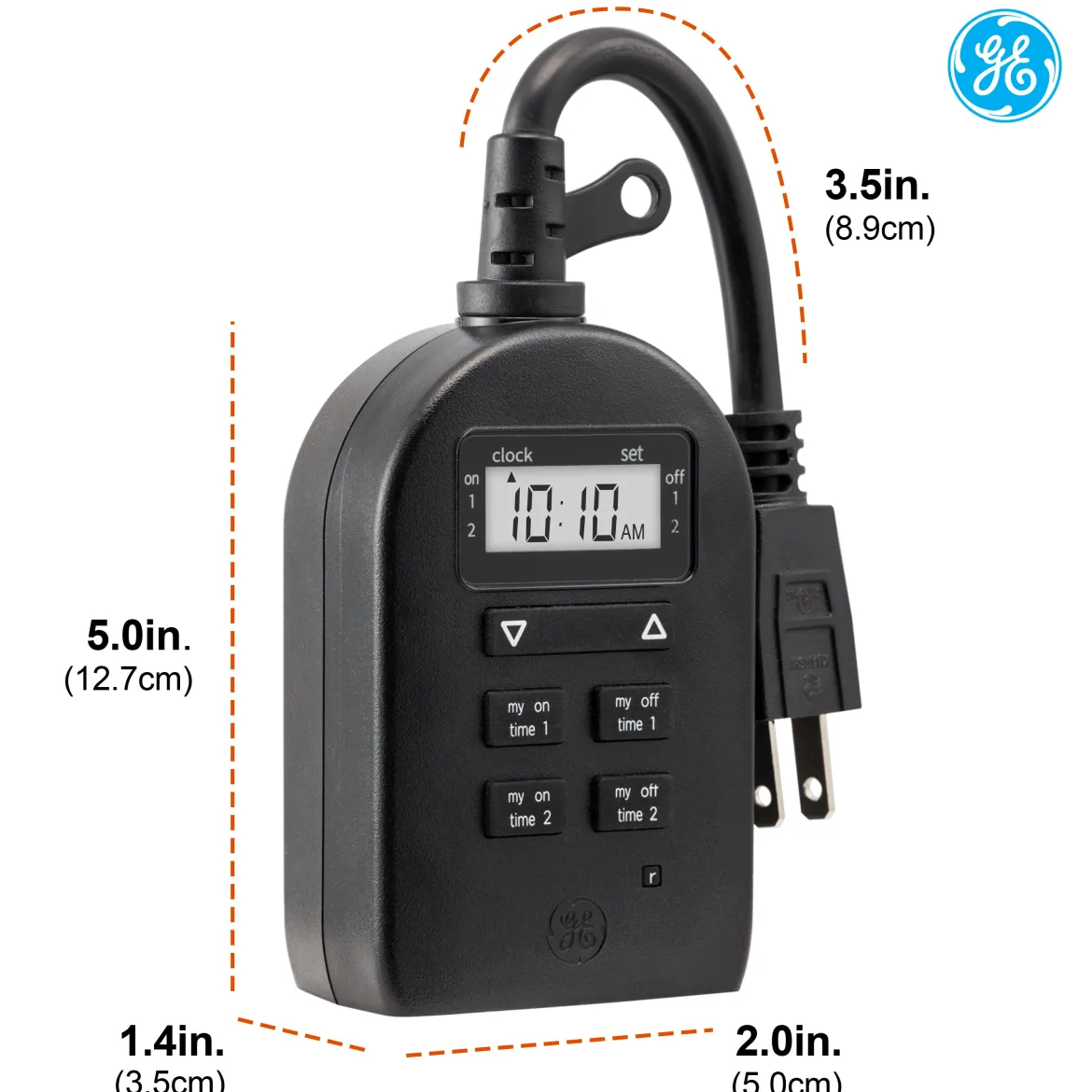 GE-branded myTouchSmart SimpleSet 1-Outlet Outdoor/Indoor Digital Plug-in Timer