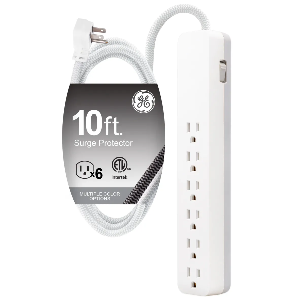 GE-branded 6-Outlet Surge Protector, 1560J, 10ft. White