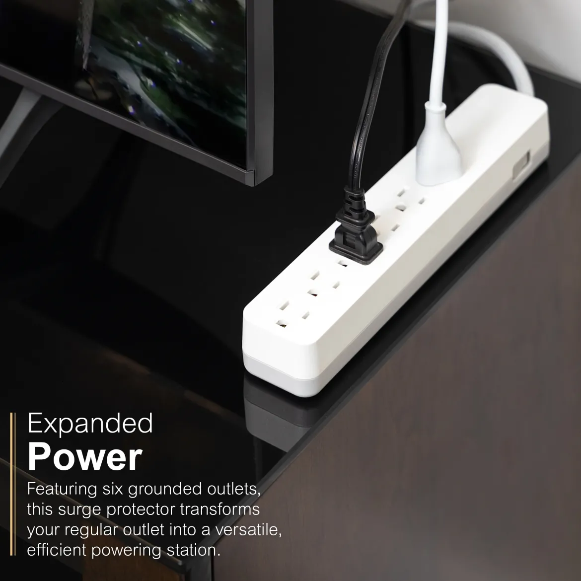 GE-branded 6-Outlet Surge Protector, 1560J, 10ft. White