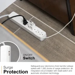 GE-branded 6-Outlet Surge Protector, 1560J, 10ft. White