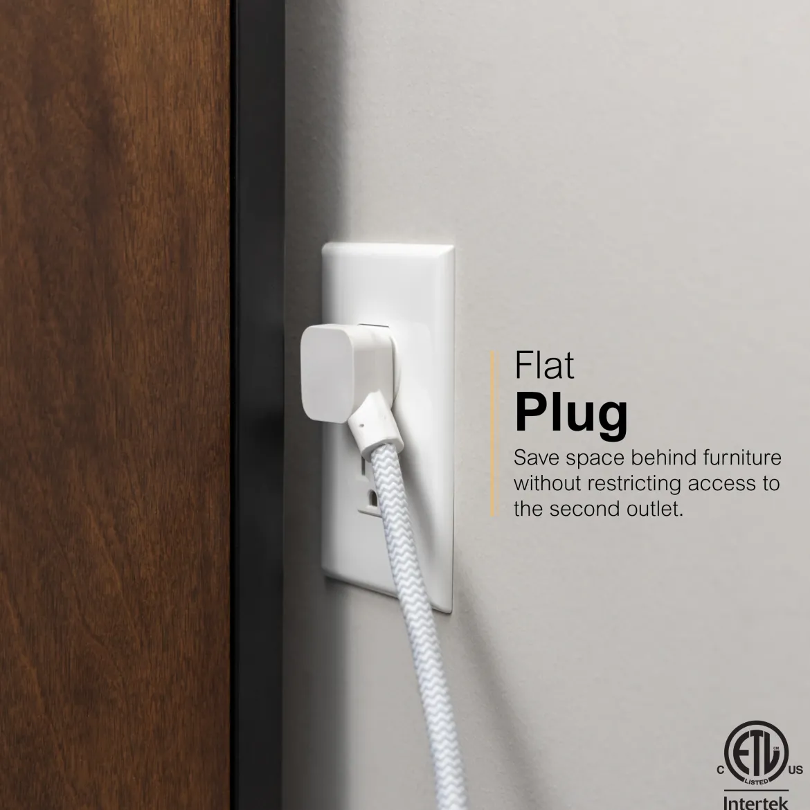 GE-branded 9-Outlet Surge Protector, 2480J, 6ft. Braided Cord, White