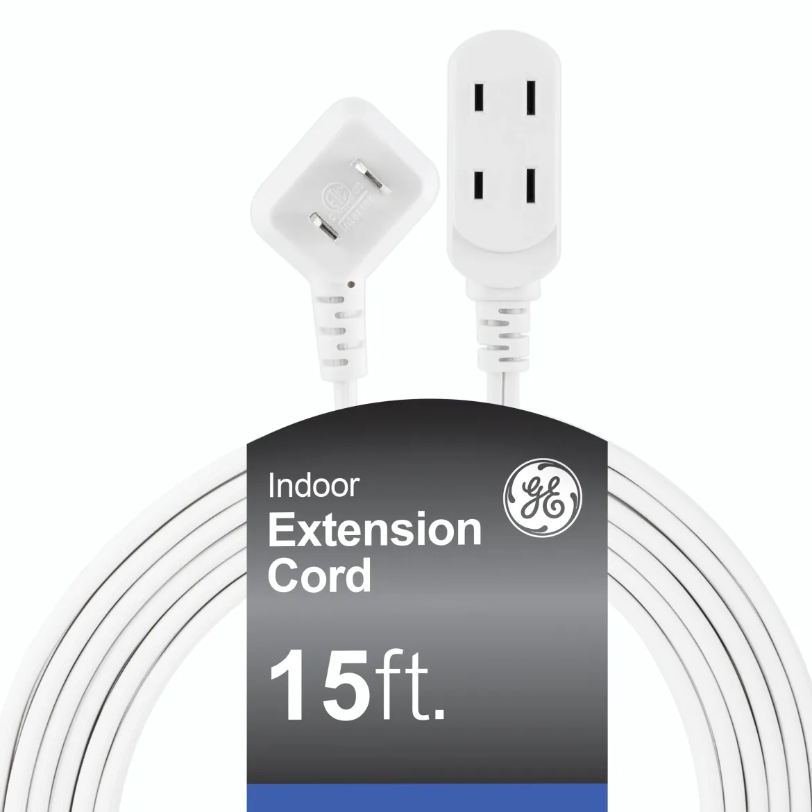 GE-branded UltraPro 3-Outlet Polarized Extension Cord, 15ft., Indoor, White