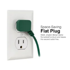 GE-branded UltraPro 3-Outlet Polarized Extension Cord, 15ft., Indoor, Green