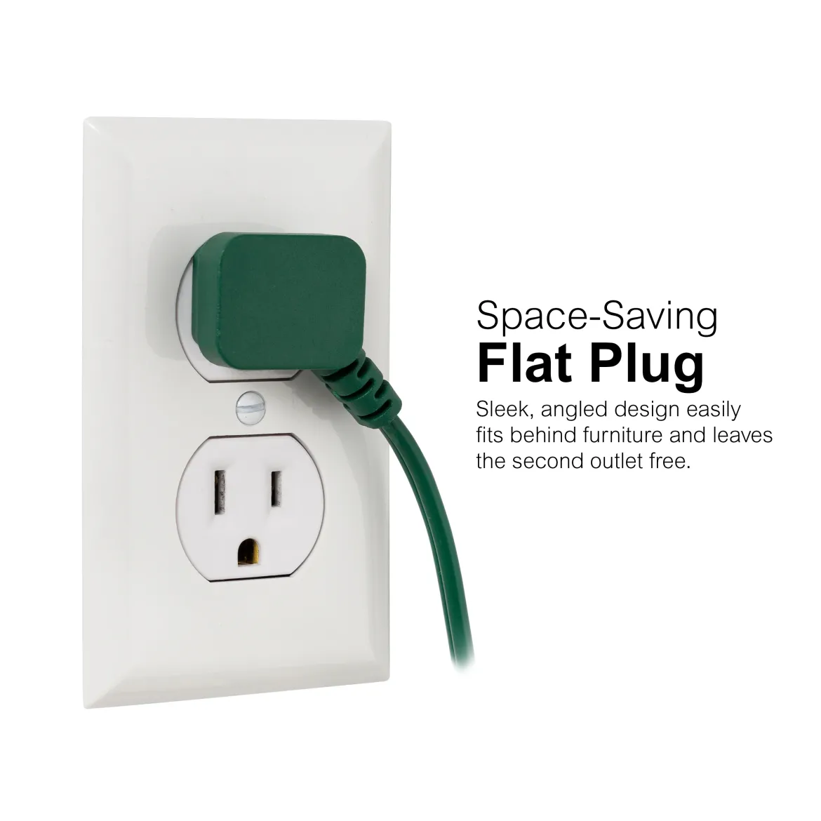 GE-branded UltraPro 3-Outlet Polarized Extension Cord, 15ft., Indoor, Green