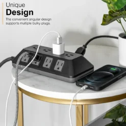 GE-branded UltraPro 12-Outlet Surge Protector, 3540J, 8ft. Braided Cord, Black