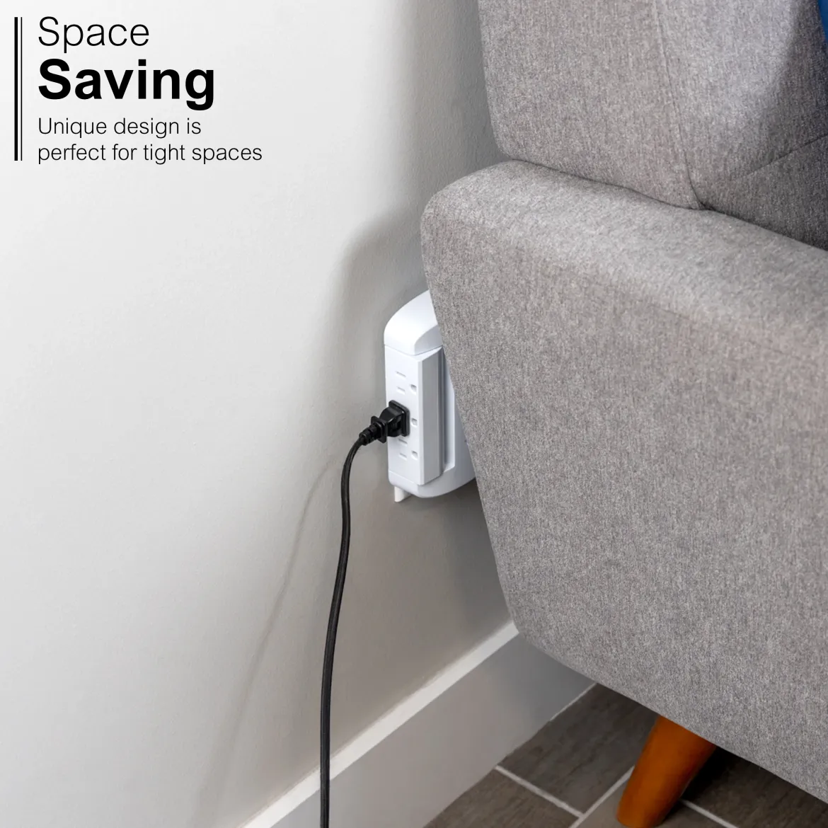 GE-branded UltraPro 6-Outlet Swivel Surge Tap, 980J, White