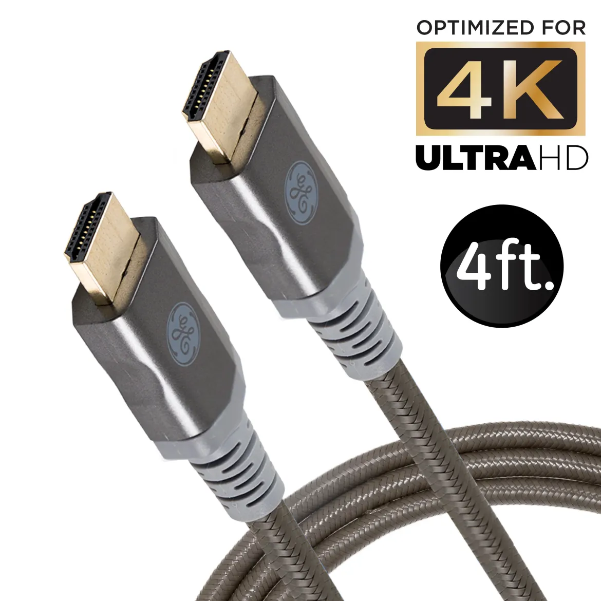 GE-branded UltraPro Premium Certified High-Speed HDMI Cable with Ethernet, 4ft.
