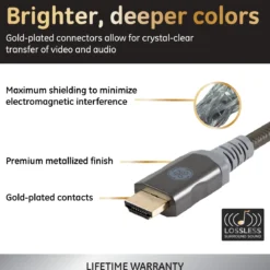GE-branded UltraPro Premium Certified High-Speed HDMI Cable with Ethernet, 4ft.