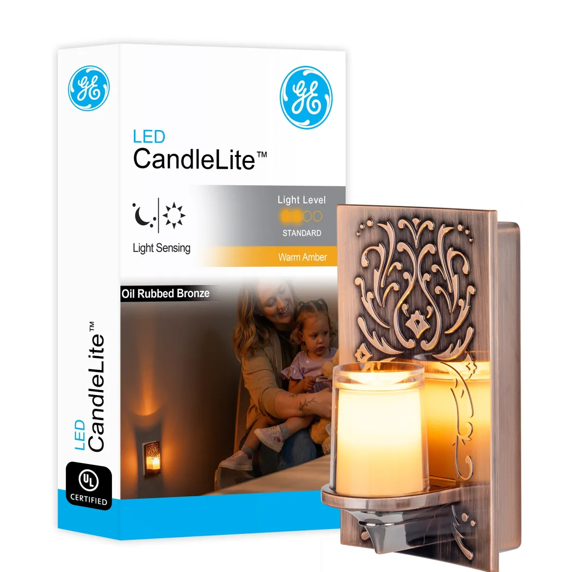 GE CandleLite Light Sensing LED Night Light, Oil-Rubbed Bronze