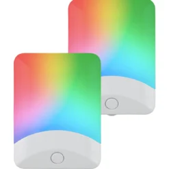 GE Color Changing Light Sensing LED Night Light, 2 Pack, White