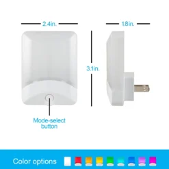 GE Color Changing Light Sensing LED Night Light, 2 Pack, White