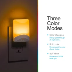 GE Color Changing Light Sensing LED Night Light, 2 Pack, White